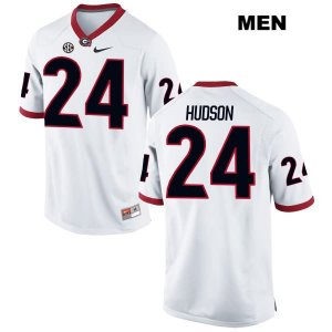Men's Georgia Bulldogs NCAA #24 Prather Hudson Nike Stitched White Authentic College Football Jersey XKS8454SR